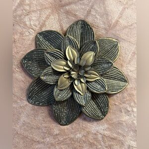 Gold metal flower wall art